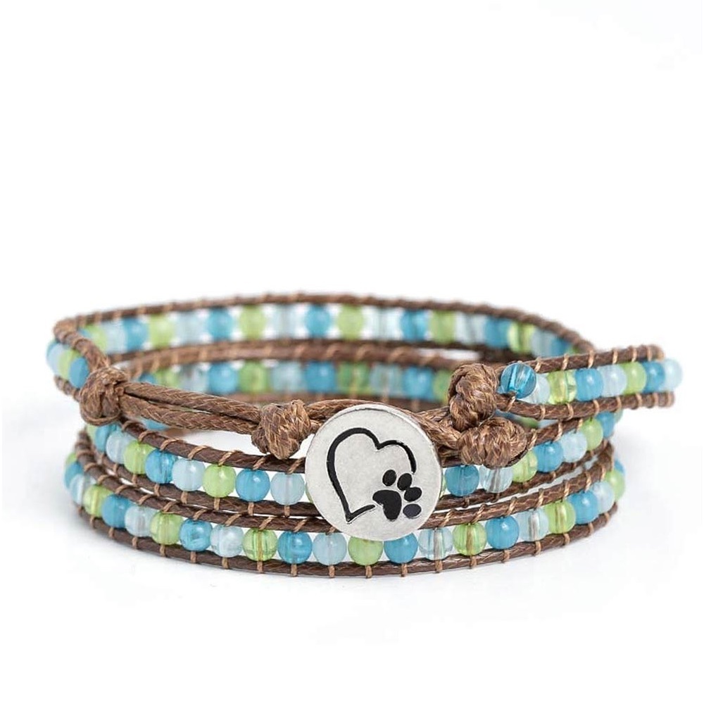 Paw print Bracelet - Multicolored beads